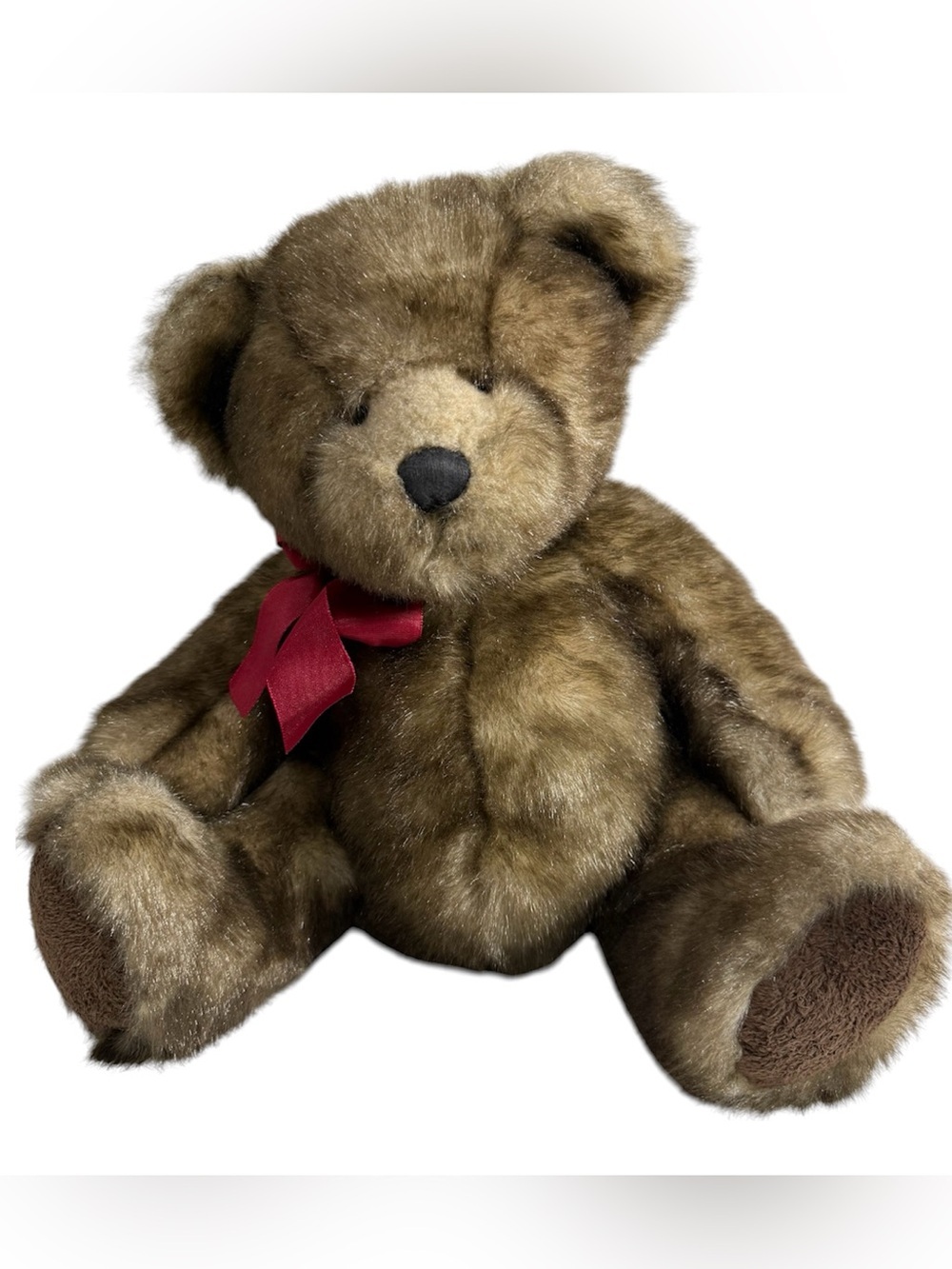 Russ Berrie Brown Teddy Bear with Red Bow